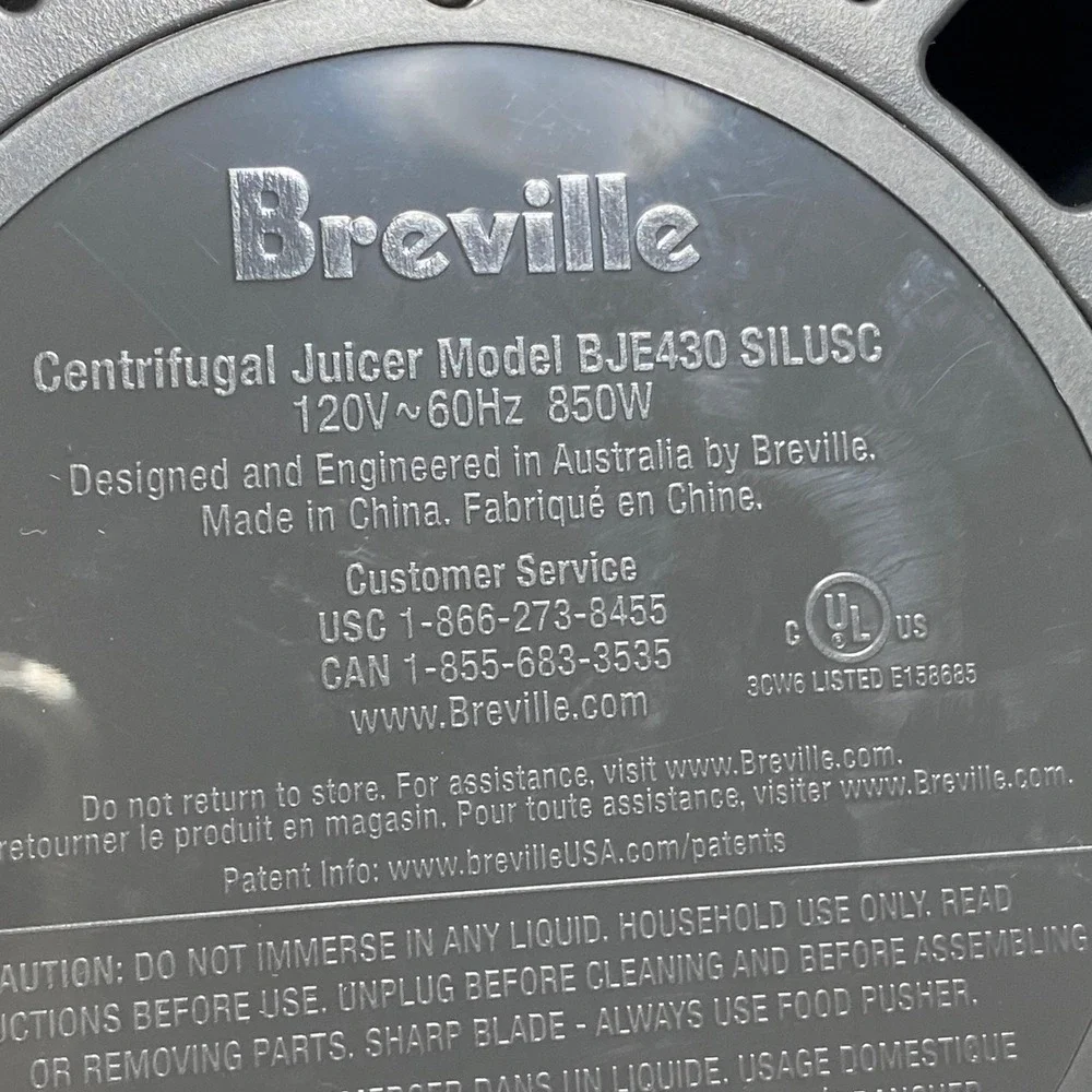 Breville BJE430 SILUSC Centrifugal Juicer 120V 850W‎ Silver BASE ONLY Perfect